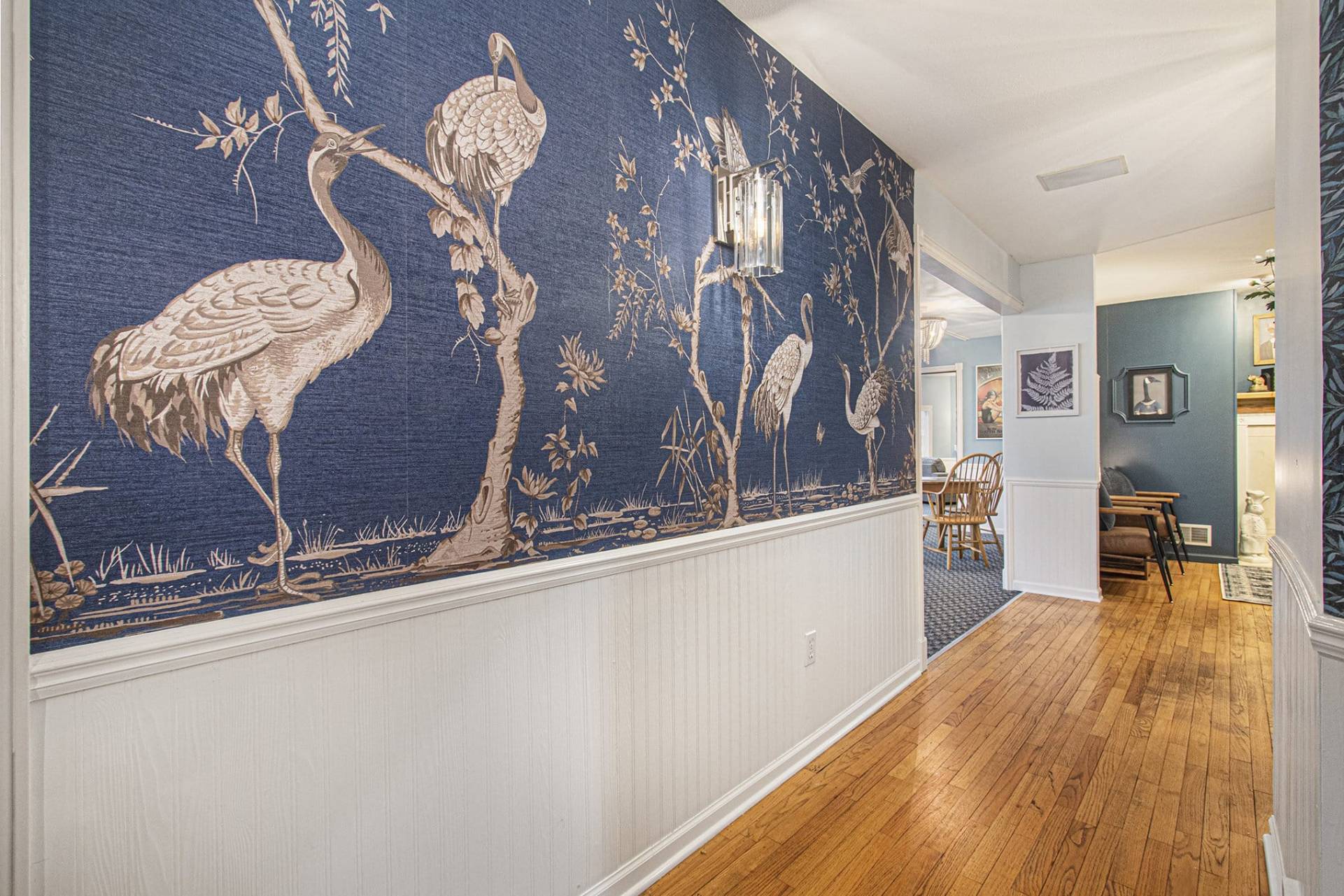 wall paper mural of cranes